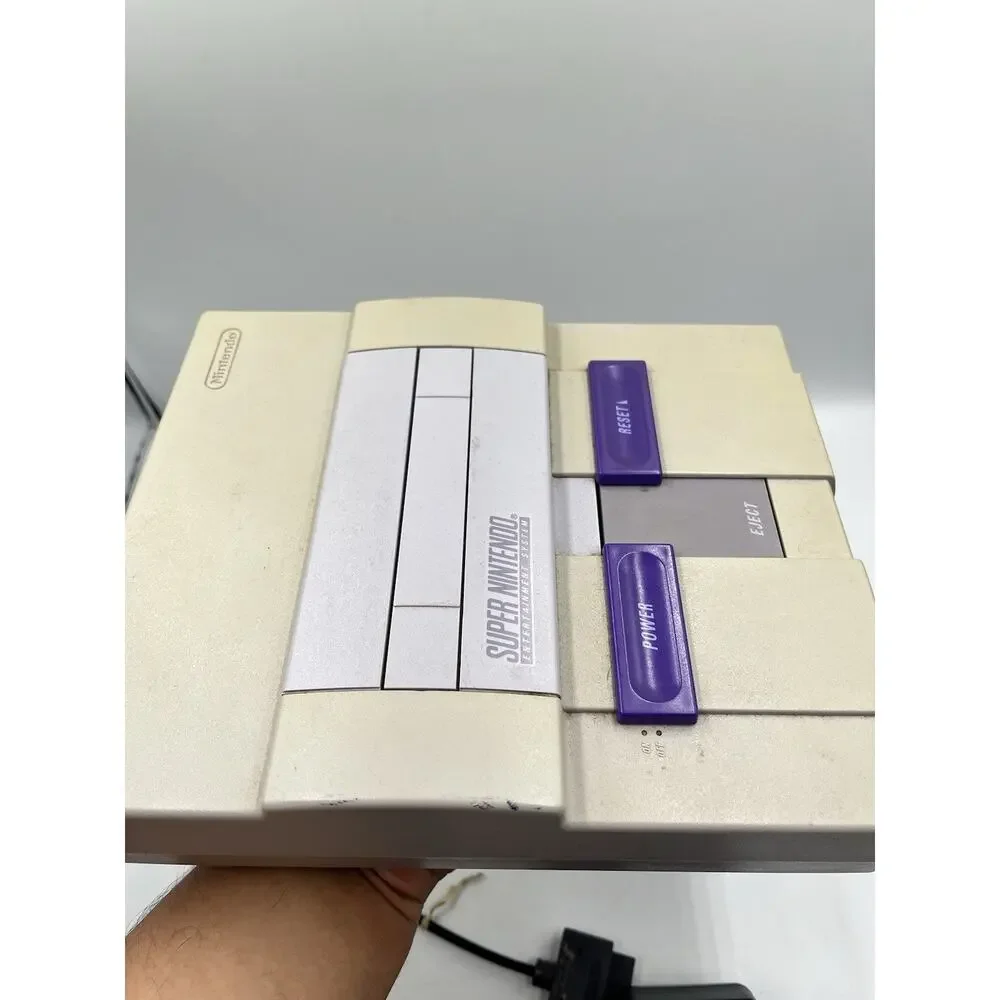Super Nintendo SNES Console w/ 1 OEM Controller + All OEM Cords - TESTED